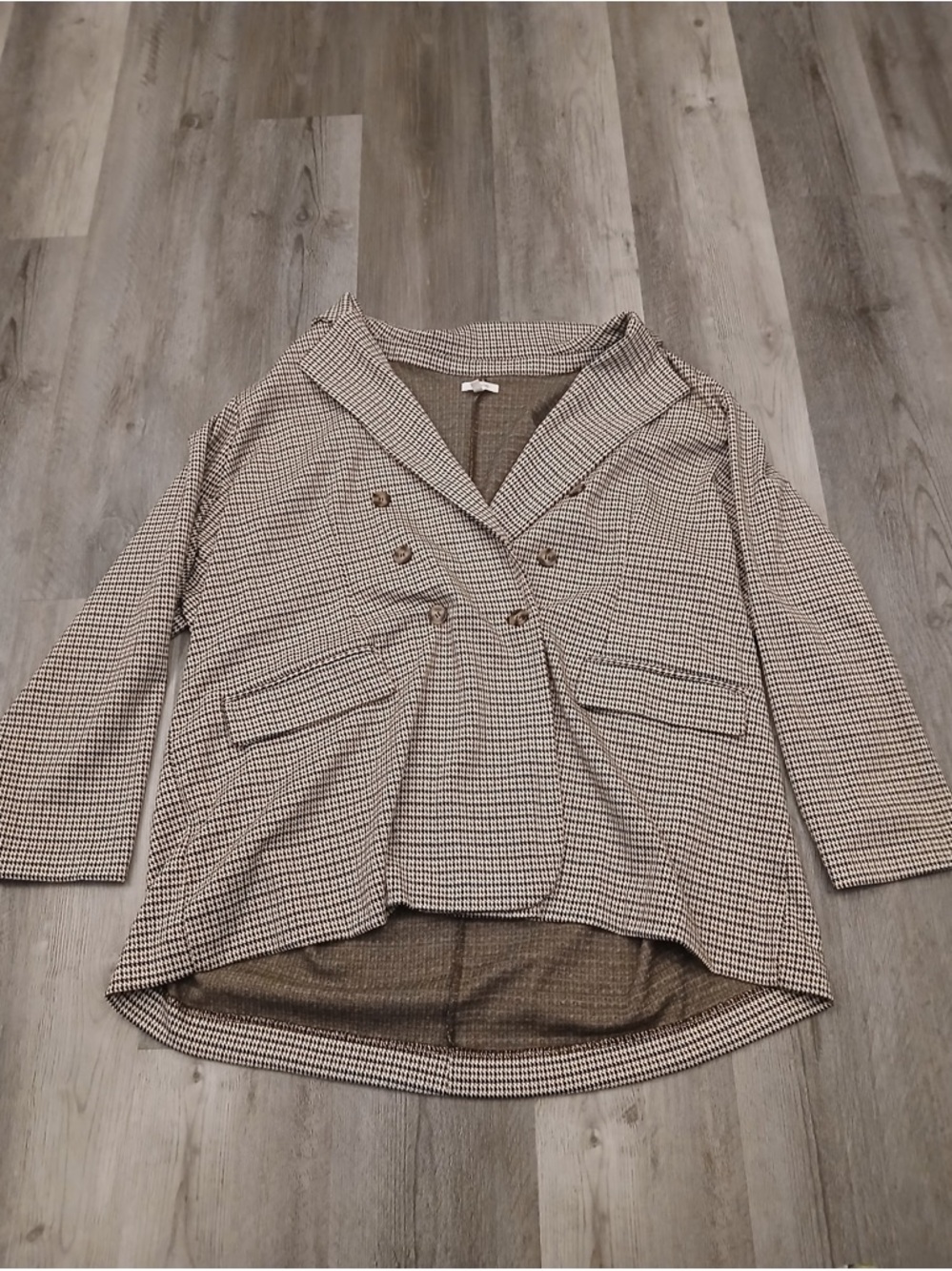 Maurices Houndstooth Black, Brown and White Blazer Jacket